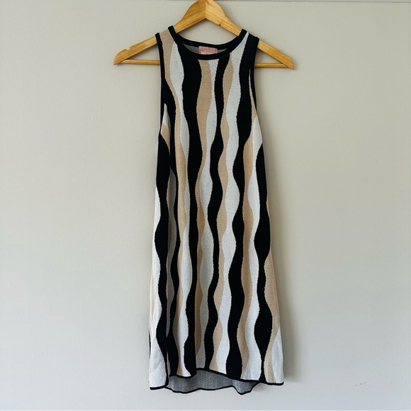 Show Me Your MuMu Dresses & Skirts - Show Me Your MuMu Wavy Stripe Mini Dress in Black, White & Tan